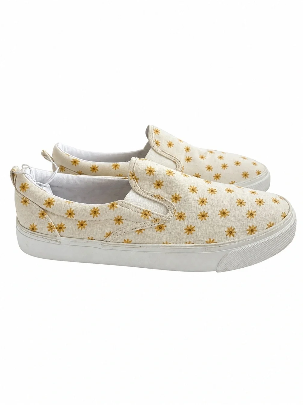 Old Navy Daisy Floral Slip On Sneakers Girls 5 Womens 7 Canvas NWOT